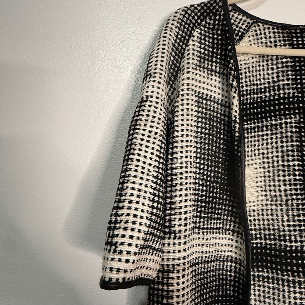 XT Studio Chic Black and White Plaid Open Cardigan, Sz S. - Picture 2 of 10
